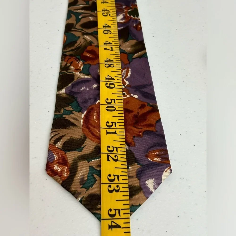 Robert Stock Men's 100% Silk Handmade Floral Short Standard‎ Width Tie